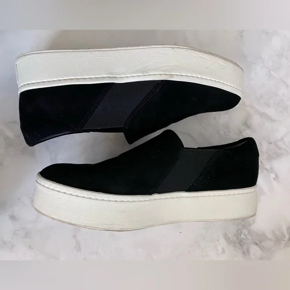 VINCE Warren Black Suede  Slip-On Sneakers Size 8.5 - Picture 5 of 11
